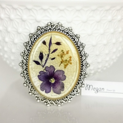 Meganflo Голяма брошка - колие Синя върбинка