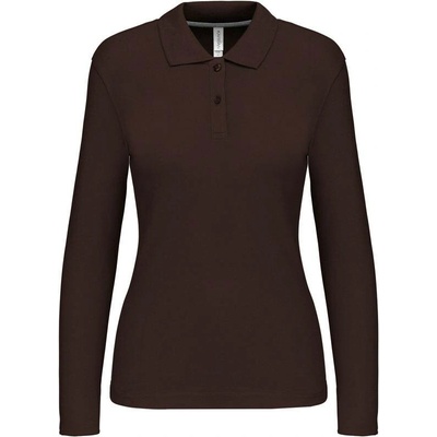 Kariban K244 Dámske piqué polo s dlhým rukávom hnedá Chocolate