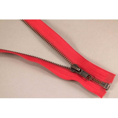 Deliteľný kovový starokovový zips č.5 viac farieb - dĺžka (30 - 100 cm) 40 cm červená bez ozdoby