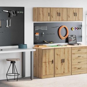 vidaXL Шкафове за фурна 2 бр Porto, Дъб артизан, инженерно дърво (3328304)