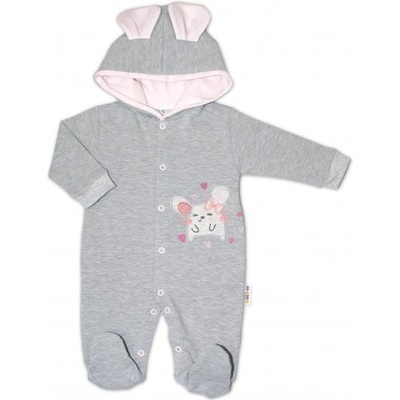 Baby Nellys Teplákový overal Mouse Love šedá