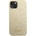 GUESS Glitter Flakes Metal Logo Case - хибриден удароустойчив кейс за iPhone 14 Plus (златист)