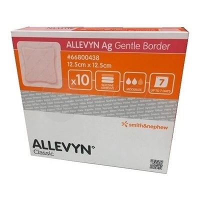 Allevyn Ag Gentle Border Krytie na rany s obsahom striebra (12,5 x 12,5 cm) 10 ks