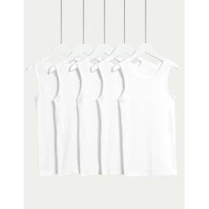 Marks & Spencer Горнища от чист памук, 5 пакета (2-16 години) Marks & Spencer бяло Marks & Spencer | Byal | Момчешки | 104/110