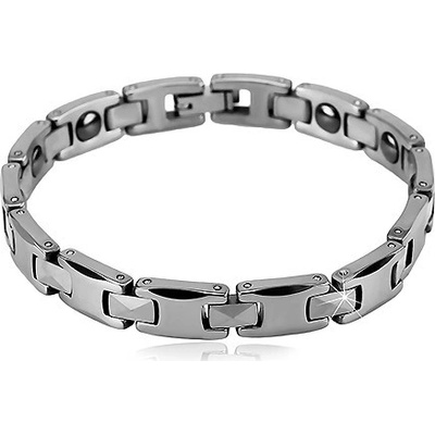 Šperky eshop magnetický z wolframu stříbrné barvy lesklé obdélníkové a H-články AB29.26