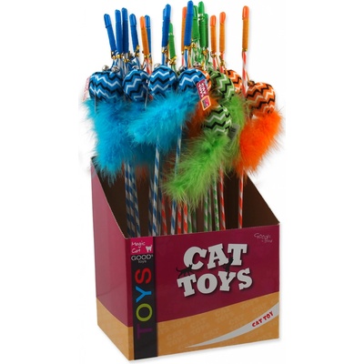 Magic Cat Šidítko míček bavlněný s pírky 17 cm + 45 cm 24 ks