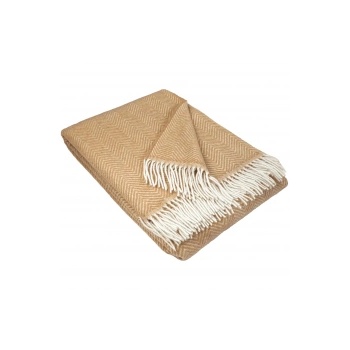 Interblanket Светлокафяво Вълнено Одеяло С Десен „Рибена Кост - Мекота, Стил И Уют За Вашия Дом
