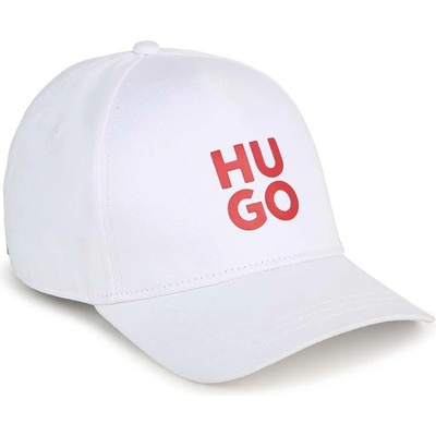 Hugo Детска памучна шапка с козирка hugo в бяло с апликация (g00119.)