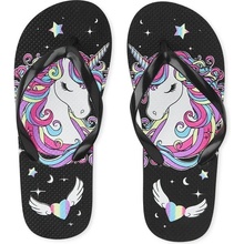 CHILDREN'S PLACE Dívčí žabky s jednorožcem Unicorn Flip-Flops Černá