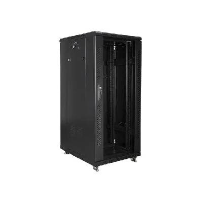Комуникационен шкаф, Lanberg rack cabinet 19" free-standing 27U / 600x800 self-assembly flat pack, black (FF01-6827-12B)