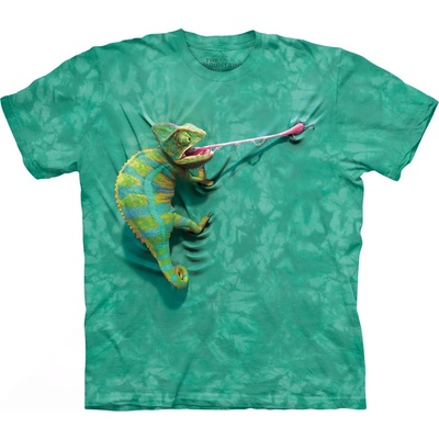 The Mountain Chameleon pánské batikované triko zelené