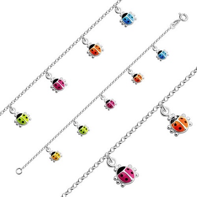 Šperky eshop Dětský stříbrný puntíkované berušky s glazurou různé barvy G18.07