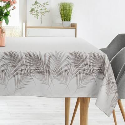 Takoy Ubrus v přírodním stylu, ocelový 160x240 cm INES s potištěným motivem palmových listů, kolekce SEA SUMMER-HF-456648 | 160 x 240 cm