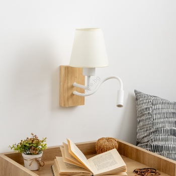 Brilagi - LED Аплик NUBILA WOOD 1xE27/25W/230V + LED/3W дъб/кремав (BG1565E)