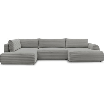 Bobochic Тъмносив сгъваем/с място за съхранение ъглов диван от рипсено кадифе (ляв ъгъл/U форма) Lucien - Bobochic Paris (104996)