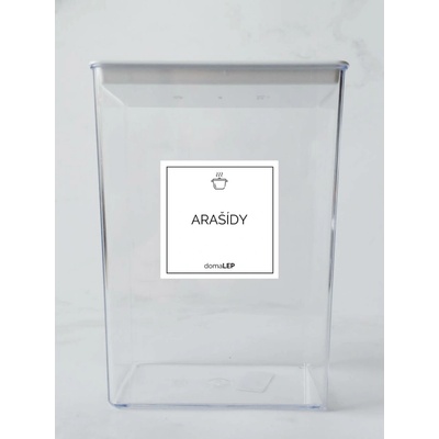 DomaLEP ARAŠÍDY bílá samolepka na dózu základní písmo 5 x 5 cm