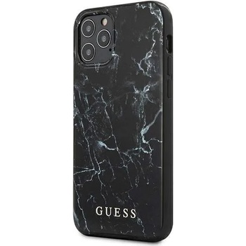 GUESS Marble Case - дизайнерски кейс с висока защита за iPhone 12 Pro Max (черен)
