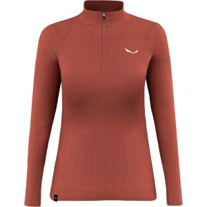 Salewa Дамско мериносово термобельо Salewa Women's Zebru Medium Warm AMR Half Zip Tee Merino base layer - Etruscan Red - размер 34 (EU) (115-1515-0311)