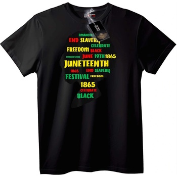 NOONEBRAND Тениска Свобода Juneteenth 1865 - 6XL, Black