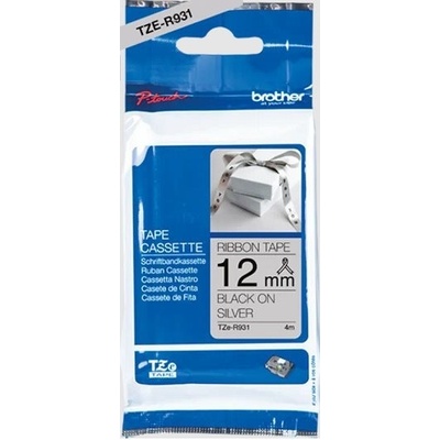 páska BROTHER TZeR931 čierne písmo, strieborná stužková páska Tape (12mm) (TZER931)