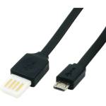 Roline Кабел Roline 11.02. 8316, USB2.0 A(м) Reversible към USB Micro B(м), 1m, черен (11.02.8316)
