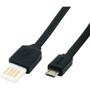 Roline Кабел Roline 11.02. 8316, USB2.0 A(м) Reversible към USB Micro B(м), 1m, черен (11.02.8316)