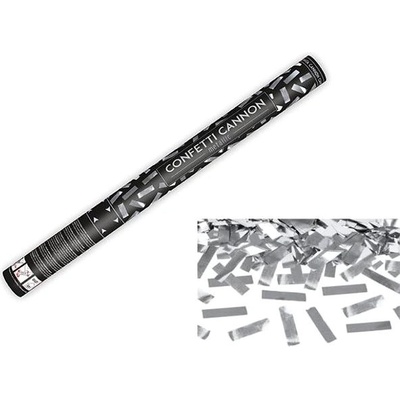 Vystreľovacie konfety strieborné metalické pásiky 60cm