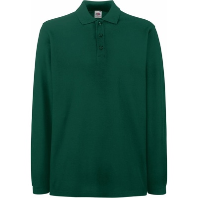 Fruit of the Loom premium polo lsl / Мъжка поло тениска с дълъг ръкав - тъмнозелена m (16331007402)