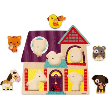 Janod Дървен музикален пъзел Janod - Моите малки приятели (J07078)