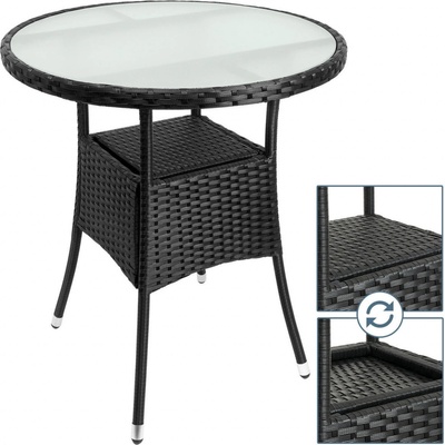 Casaria 105691 Záhradný stôl Reno, polyratan 60cm čierny