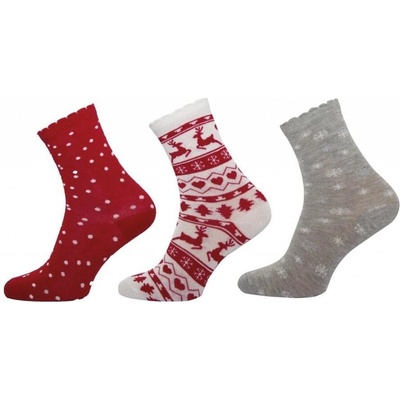 Novia Ladies Fashion dívčí / dámské ponožky jelen/vločky/puntíky set 3 páry