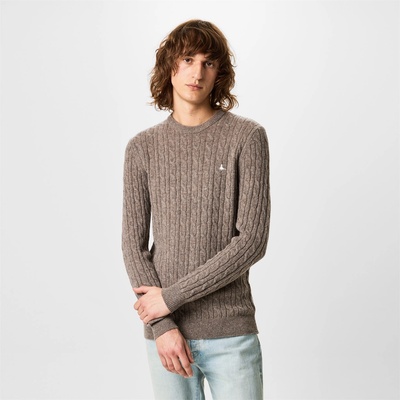 Jack Wills Пуловер Jack Wills Marlow Merino Wool Blend Cable Knitted Jumper - Brown Marl