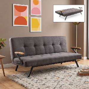 TopMebel Тапициран троен разтегателен диван-легло Zven TopMebel в сив цвят 180x64x78cm