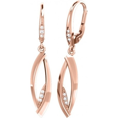 Couple Moderní náušnice Valerie růžové zlato a zirkony Patent visací dámský 585-66-3-0377.4C00.0.00.001.10