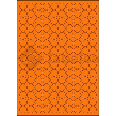 Labelea Samolepiace etikety kruh 18x18 mm signálne farebné papierové, na hárku A4, pre laserovú tlač, Farba etikiet Signálna oranžová, Počet hárkov v balení 100 EPY999018SO150S