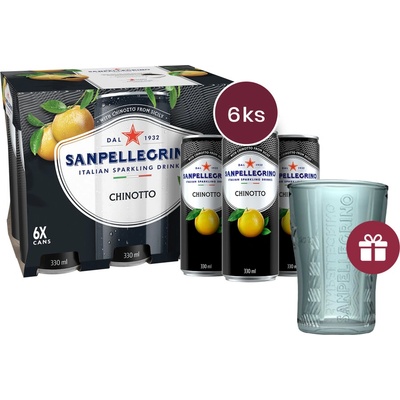 Sanpellegrino Chinotto plech 0,33l - 6 ks + dárek