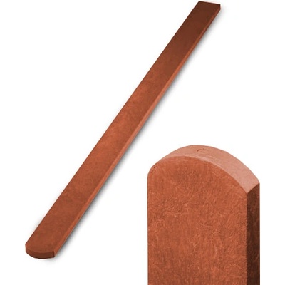 Recyklát plotovka 78x21 mm, půlkulatá, cihlová Délka v mm:: 1500 mm