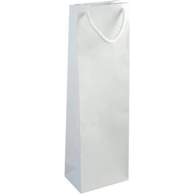 IVONE 12 Papierová darčeková taška na fľašu, lesklá, 12x8x39cm, biela