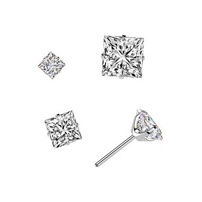 Šperky4U Ozdobná část k PUSH IN piercingu s Moissanitem TITAN, 0,39ct (4x4mm) TM026