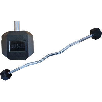 Kubisport CBOR30 Dvojramenná šesťhranná činka HEX 1 x 30 kg EZ krivka pogumovaná