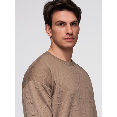 Ombre Clothing Мъжки суитшърт RELAXED FIT с издължен надпис - кафяв V3 B1712 Ombre Clothing Ombre Clothing | Kafyav | МЪЖЕ | S