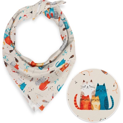 Biante Dětský bavlněný šátek Sandra SA-655 Kočičí svět modro-červený na krémovém – Zboží Mobilmania