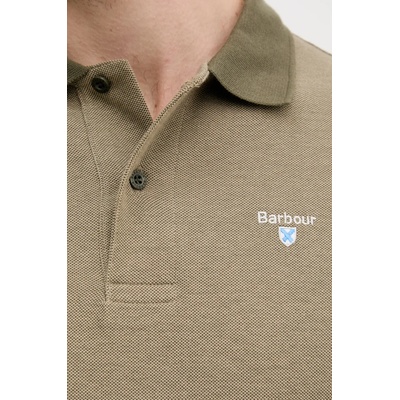 Barbour Памучна тениска с яка Barbour в зелено с изчистен дизайн (MML0628)