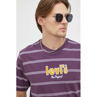 Levi's Памучна тениска Levi's в лилаво с десен (16143.0731)
