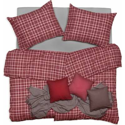 SCANquilt Obliečky klasik SOFT kocky vínová 140x220 70x90