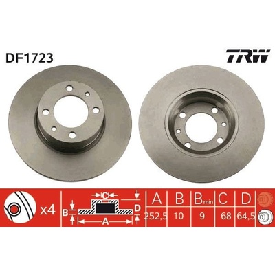 Brzdový kotúč (cena za 1ks) TRW DF1723
