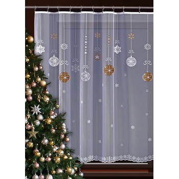 Metrážová žakarová záclona M70 - Zlatá vánoční - výška 150 cm