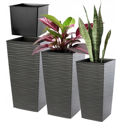 Kadax Květináč čtvercový šedý plast 29 x 29 x 57,5 cm