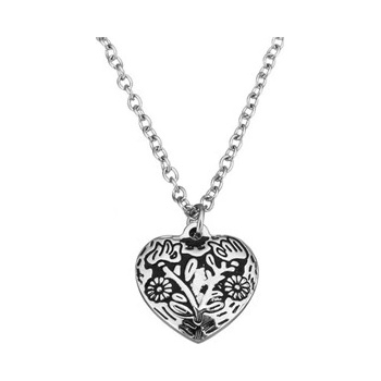 Šperky4U Ocelový řetízek s přívěškem srdce s ornamenty OPD0075