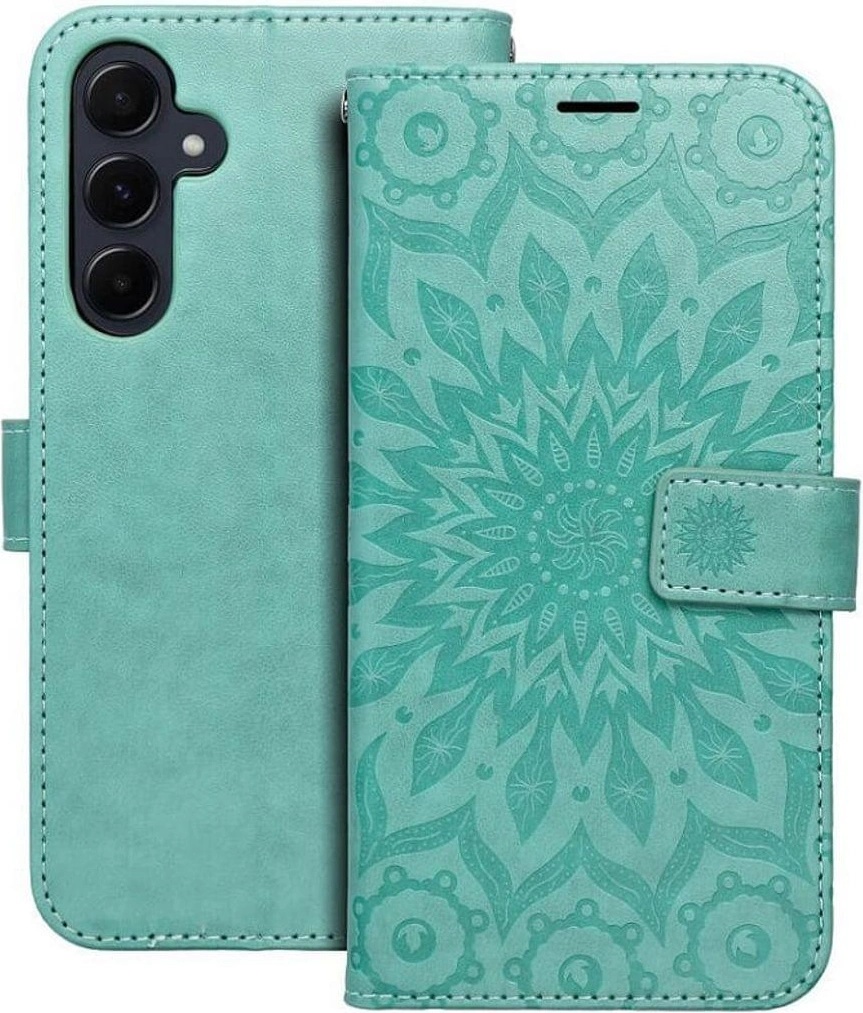 Forcell Кожен Калъф за Samsung A55, Forcell Mezzo Book Case Sun, Зелен (5903396267727)